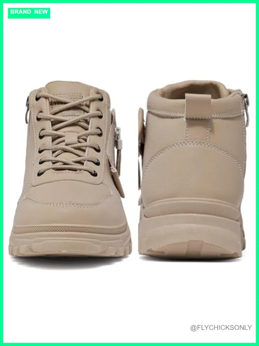 Women's Faux Leather Ankle Boots Lace Up Combat Booties Anti-Slip Sneakers
